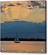 San Juan Bay Sunset And Sailboat Acrylic Print