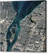 Satellite View Of Detroit River Acrylic Print