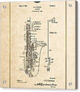 Saxophone By H.j. Waters Vintage Patent Document Acrylic Print