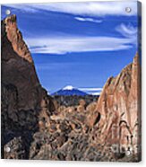 Scenic Blue Sky View Between Smith Rock Mountain Rugged Cliffs Acrylic Print