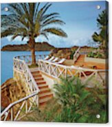 Seaside Resort With Stairs And Palm Tree Acrylic Print