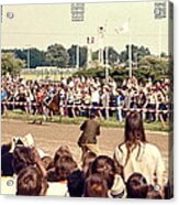 Secretariat Race Horse Coming Down To The Finish Line By Himself To Win The Big Race At Arlington R Acrylic Print