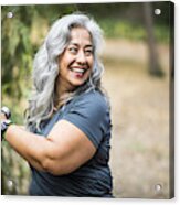 Senior Mexican Woman Working Out Acrylic Print