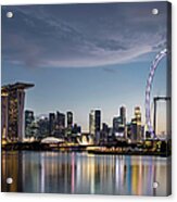 Singapore Skyline At Dusk Acrylic Print