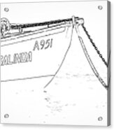 Sketch Of The Fishing Boat Of Aruba Rosalinda Acrylic Print