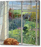 Sleeping Cat And Chinese Bridge Oil On Canvas Acrylic Print Sleeping Cat And Chinese Bridge Oil On Canvas Acrylic Print