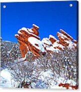 Sloped Rock With Fresh Snow At Garden Of The Gods Acrylic Print