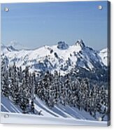 Snow Capped Mountains With Mount Adams Acrylic Print