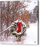 Snow Covered Christmas Wreath Acrylic Print