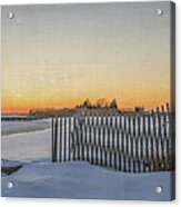 Snow Fence Sunset Acrylic Print