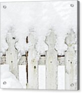 Snow On A White Picket Fence Acrylic Print