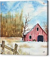 Snowy Barn Acrylic Print