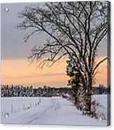 Snowy Country Road Acrylic Print