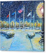 Snowy Night At The Circle Of Remembrance Acrylic Print