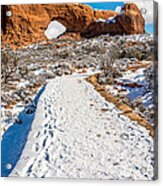 Snowy Trail To The North Window - Vertical Acrylic Print