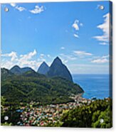 Soufrière And Pitons, St. Lucia Acrylic Print