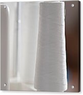 Spools Of White Thread On Serger Acrylic Print