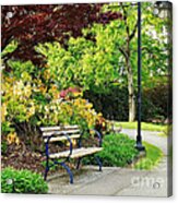 Spring Bench In The Park Acrylic Print