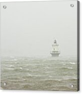 Spring Point Ledge Lighthouse In Storm In Portland Maine Acrylic Print