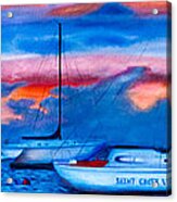 St Croix Sailboats At Sunset Painted In Oil Acrylic Print