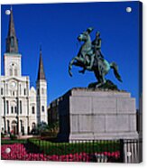 St Louis Cathedral With Statue Of Acrylic Print