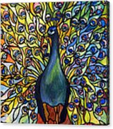 Stained Glass Tiffany Of Peacock Acrylic Print