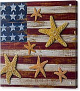 Starfish On American Flag Acrylic Print