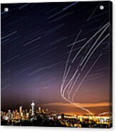 Starry Seattle From Kerry Park Acrylic Print
