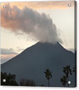 Steaming Volcano At Sunset Mount Acrylic Print