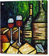 Still Life With Wine And Cheese Acrylic Print