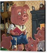 Story Telling Pig With Family Acrylic Print