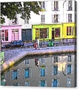 Strolling Along St Martin Canal Paris Acrylic Print
