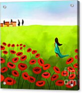 Strolling Among The Red Poppies Acrylic Print