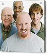 Studio Portrait Of Four Smiling Men Of Mixed Ages Acrylic Print