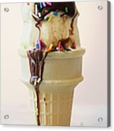 Studio Shot Of Ice Cream Cone With Acrylic Print