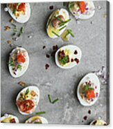 Stuffed Eggs On Grey Background, Sweden Acrylic Print