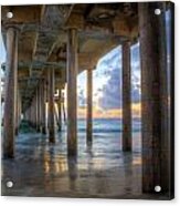 Subtle Pier Sunset Acrylic Print