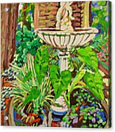 Summer Garden Fountain With Goldfish Acrylic Print