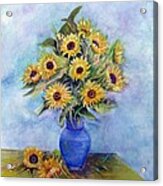 Sunflowers And Blue Vase Acrylic Print