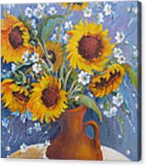 Sunflowers In Pitcher Acrylic Print