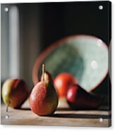 Sunlit Pears On Kitchen Counter Acrylic Print