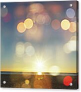 Sunrise With Lens Flares Over A Beach Acrylic Print