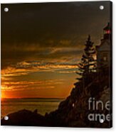 Sunset At Bass Harbor Lighthouse Acrylic Print