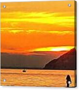 Sunset By The Sea In Spain Acrylic Print