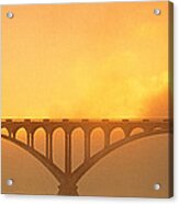 Sunset Fog And Highway 101 Bridge Ca Acrylic Print