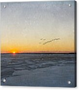 Sunset On The Frozen Bay Acrylic Print