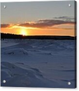 Sunset Over A Frozen Lake Superior Acrylic Print