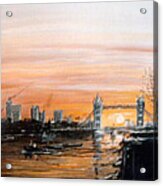 Sunset Over Tower Bridge London From Pier Head Wapping Acrylic Print