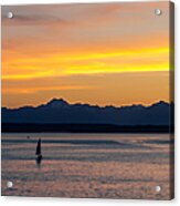 Sunset Sailing In Seattle Acrylic Print