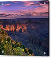 Sunset View From North Rim Lodge Grand Canyon National Park Acrylic Print